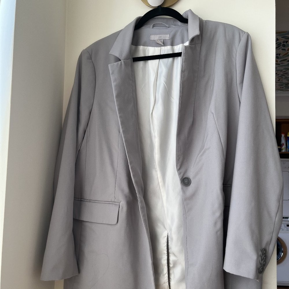 Gray H&M Suit Jacket Size: Large